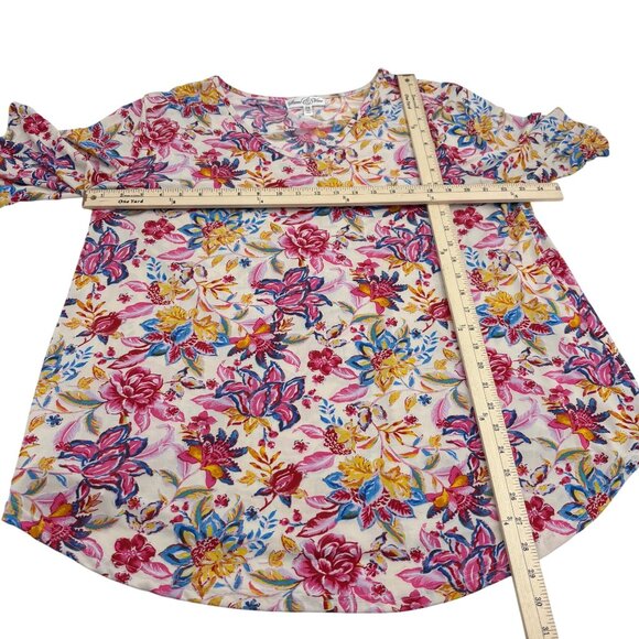 Stem & Vine 2X Floral & Lace Womens Top 97% Polyester - Picture 4 of 6